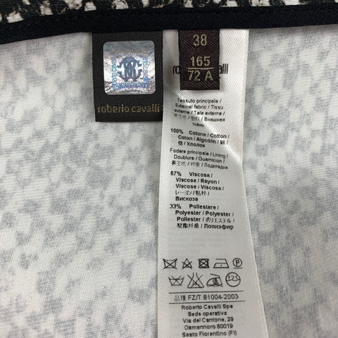 ROBERTO CAVALLI Size 2 Brown Cream Cotton Abstract Circle Skirt