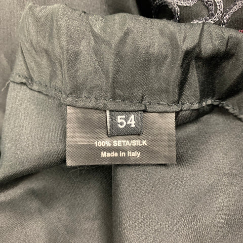 GUCCI by TOM FORD 2001 XL Black Dragon Embroidered Silk Wide Leg Karate Pants