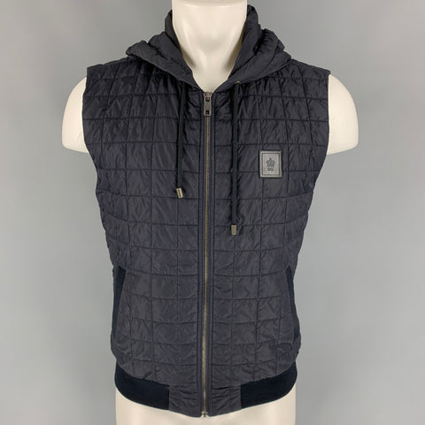 DOLCE &amp; GABBANA Talla 40 Chaleco con cremallera de nailon acolchado azul medianoche