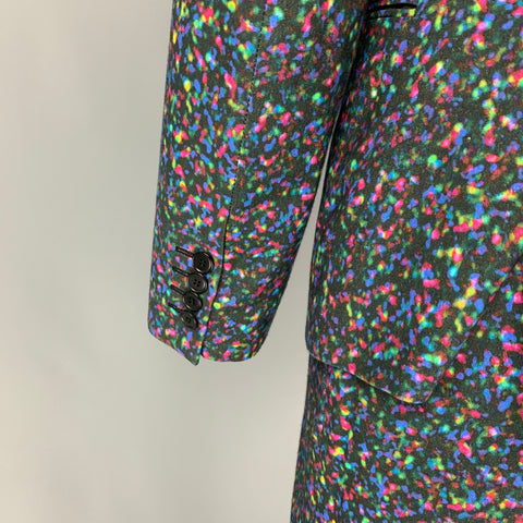 CALVIN KLEIN COLLECTION Size 34 Multi-Color Print Cotton Notch Lapel Suit