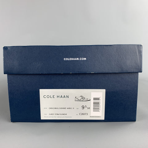 COLE HAAN Talla 9.5 Zapatos con cordones y punta de ala de cuero perforado color carbón