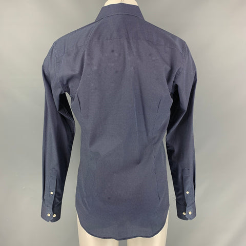 ETON Size M Navy & White Dots Button Down Long Sleeve Shirt