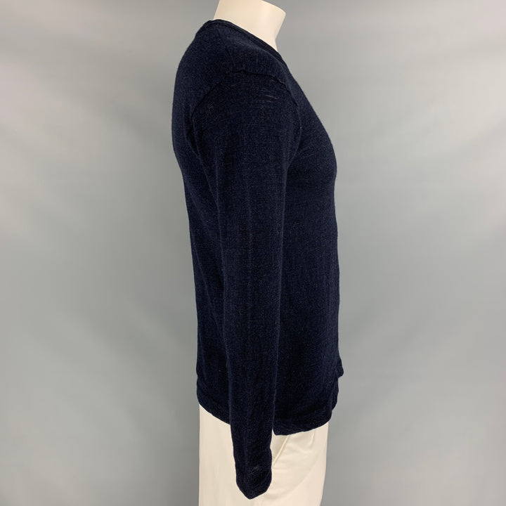Jersey de punto de lana con cuello en V, color azul marino, 45 rpm, talla L