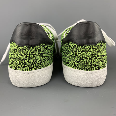 BARNEY'S NEW YORK Taille 10 Baskets à lacets tissées vert lime et noir chiné