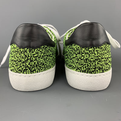 BARNEY'S NEW YORK Size 10 Lime Green & Black Heather Woven Lace Up Sneakers