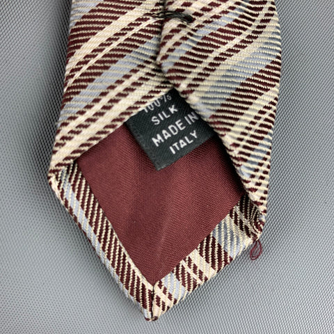 DRIES VAN NOTAN Corbata de seda con rayas diagonales burdeos