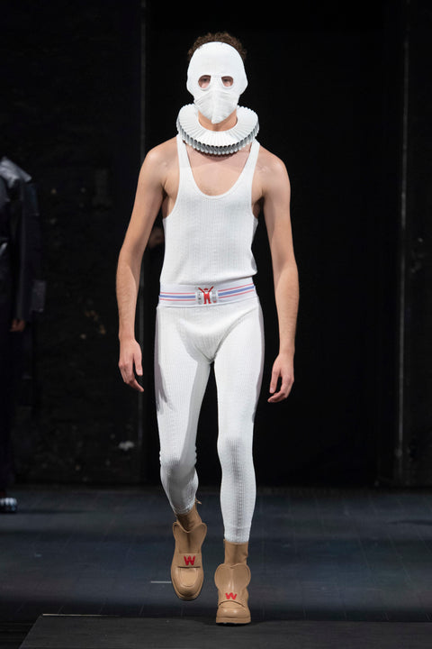 WALTER VAN BEIRENDONCK Spring 2023  White Leather Ruff Collar