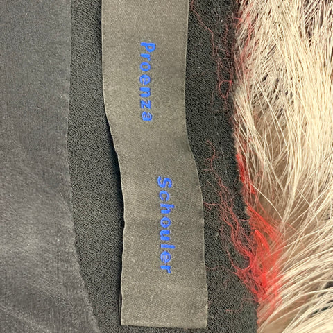 PROENZA SCHOULER Size 8 Black Polyester Lamb Fur Trim Sheath Red Cocktail Dress
