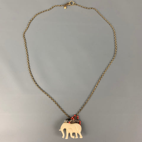 J.CREW Gold Tone Beige Elephant Necklace