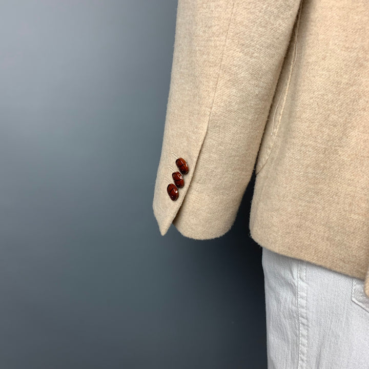 ETRO Taille 42 Manteau de sport à revers cranté en laine mélangée beige chiné