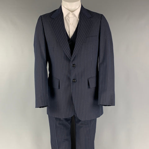 FABERGE Size 40 Navy Cream Pinstripe Single breasted 32 30 Suit