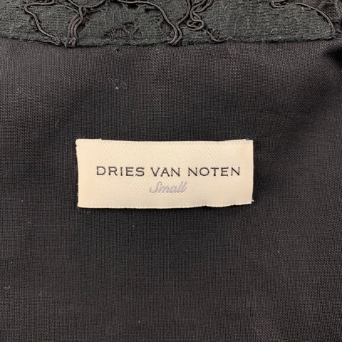 DRIES VAN NOTEN Size S Black Cotton Blend Payettes Short Sleeve Shirt