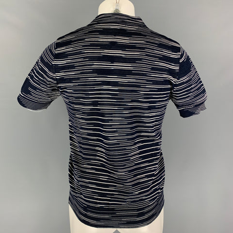 MISSONI SPORT Size S Navy White Stripe Cotton Viscose Buttoned Polo