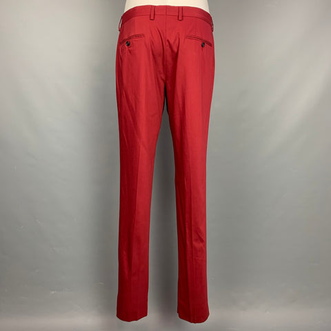 DOLCE & GABBANA Size 40 Regular Red Wool / Silk Double Breasted 3 Piece Suit