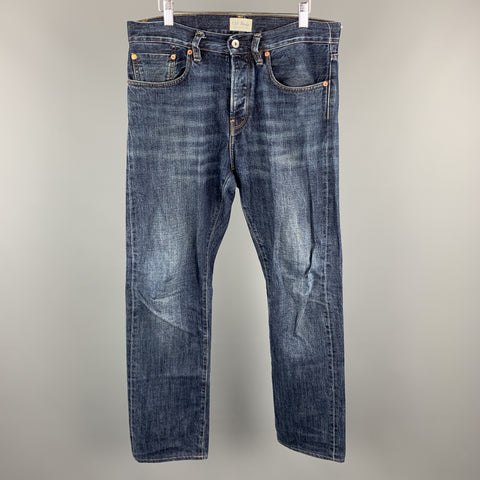 C.O.F. STUDIO Size 32 x 32 Indigo Washed Selvedge Denim Button Fly Jeans