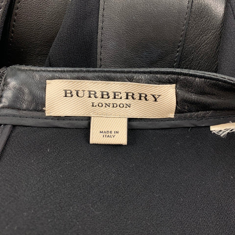 BURBERRY LONDON Size 2 Black Silk Mixed Fabrics Pleated Mid-Calf Skirt