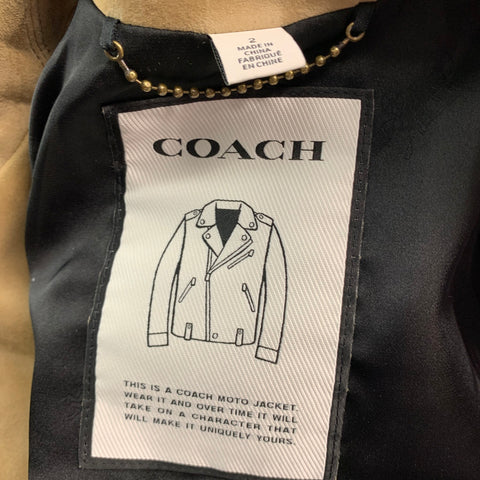 COACH Size 2 Tan Suede Lamb Skin Biker Jacket