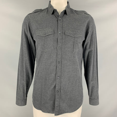 BURBERRY PRORSUM Fall 2010  L Gray Cotton Button Up Long Sleeve Shirt