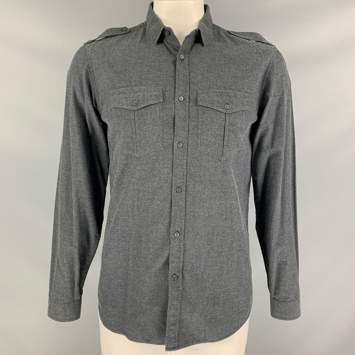 BURBERRY PRORSUM Fall 2010  L Gray Cotton Button Up Long Sleeve Shirt