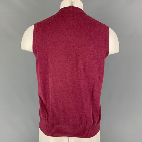 BRUNELLO CUCINELLI Size S Burgundy Cotton Buttoned Vest
