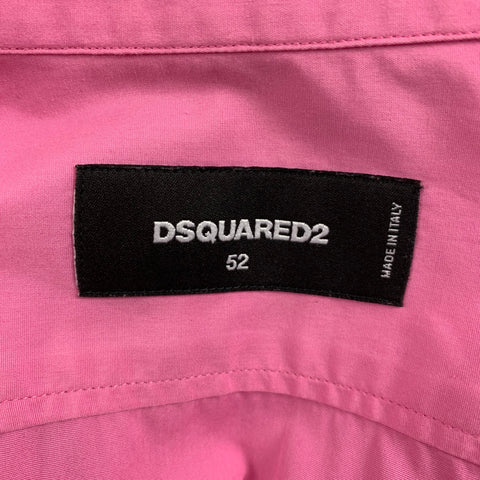 DSQUARED2 Size L Pink Cotton Button Up Long Sleeve Shirt