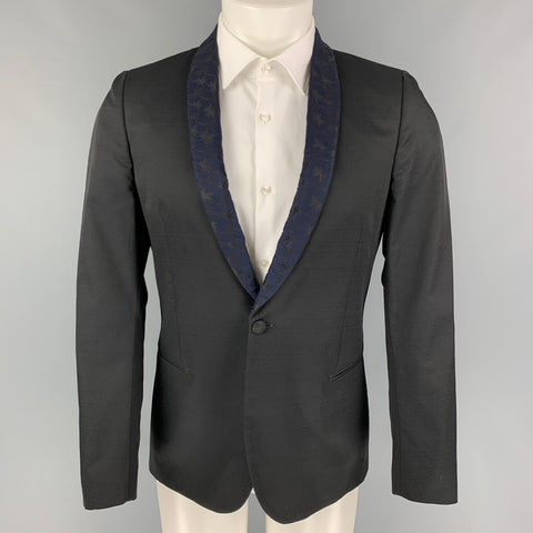 PS by PAUL SMITH Taille 38 Manteau de sport en laine et polyester noir marine