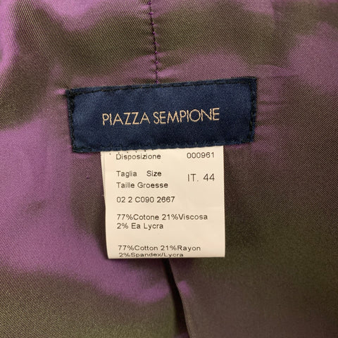 PIAZZA SEMPIONE Size 8 Purple Cotton Blend Velvet Coat