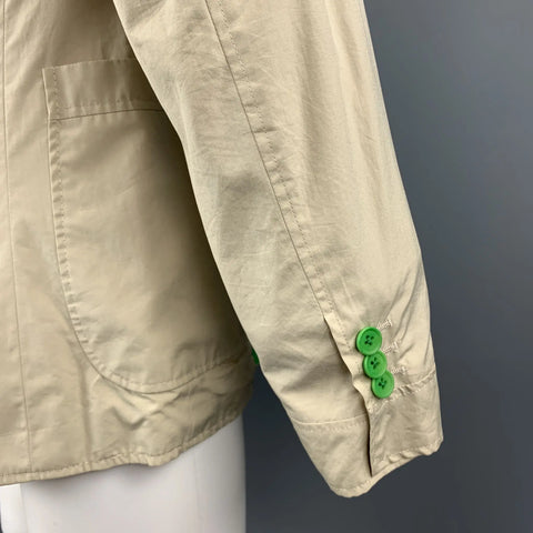 BOTTEGA VENETA Size 42 Khaki & Green Color Block Light Weight Cotton Sport Coat BOTTEGA VENETA