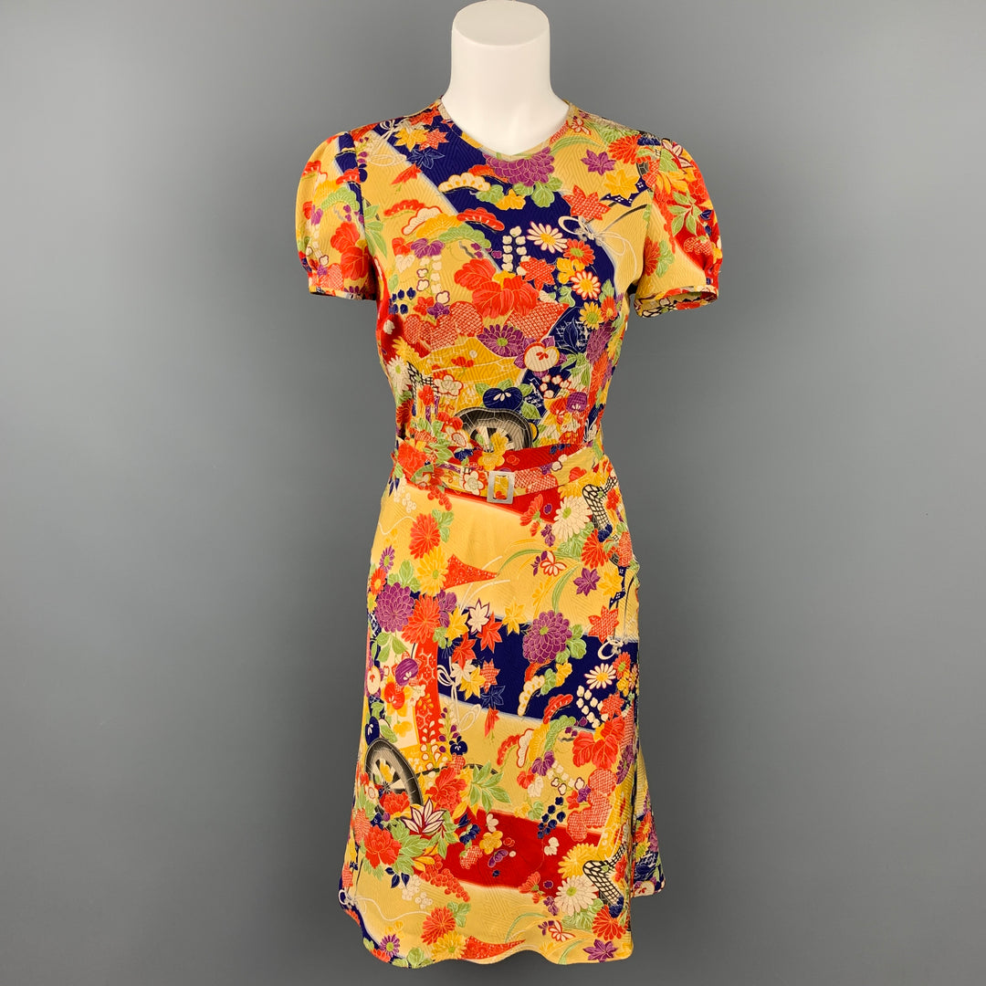ralph lauren floral silk dress RALPH LAUREN Collection Size 2 Multi-Color Floral Silk Belted Dress – Sui  Generis Designer Consignment