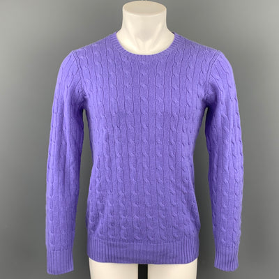 POLO by RALPH LAUREN Size S Purple Cable Knit Cashmere Crew-Neck Sweater