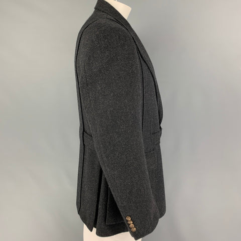 POLO by RALPH LAUREN Size XL Dark Gray Herringbone Virgin Wool Belted Coat