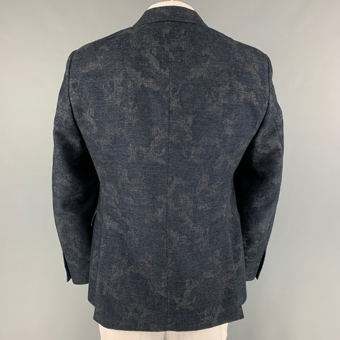 ETRO Size 42 Black Grey Abstract Wool Blend Sport Coat