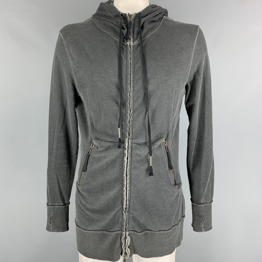 MANUEL MARTE Size L Grey Distressed Cotton Hoodie Sweatshirt