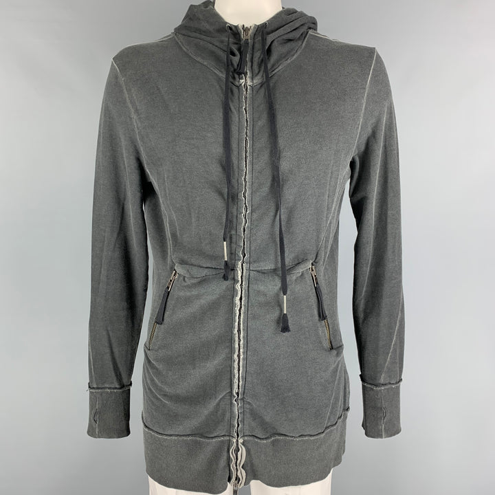 MANUEL MARTE Size L Grey Distressed Cotton Hoodie Sweatshirt