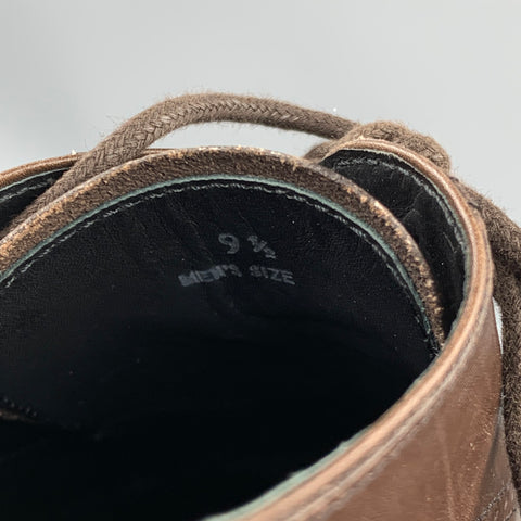TOD'S Size 10.5 Brown Perforated Wingtip Leather Lace Up Shoes