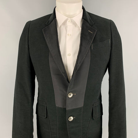 ALEXANDER MCQUEEN Size 40 Black Mixed Fabrics Cotton Sport Coat