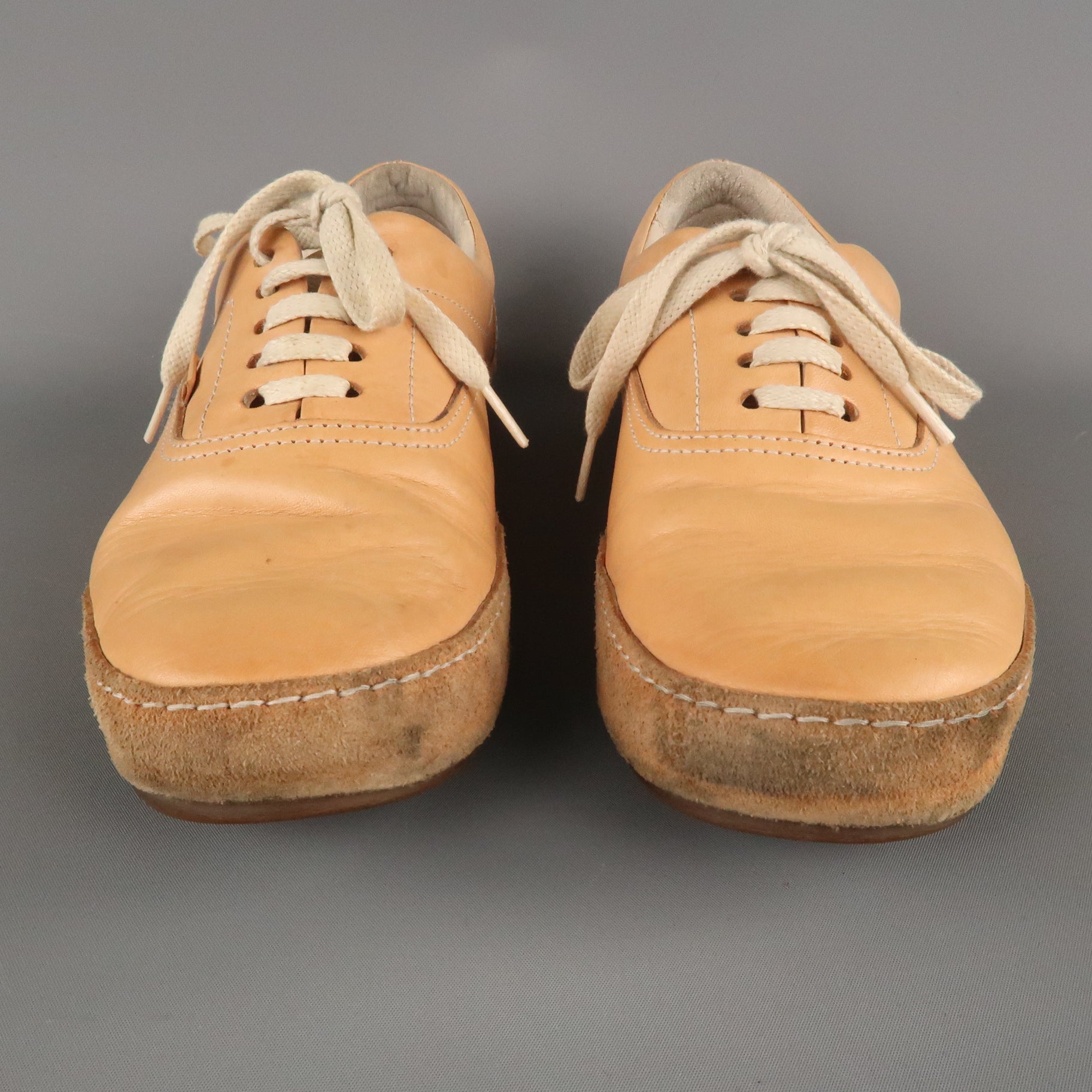 HENDER SCHEME Size 9.5 Tan Leather Lace Up Sneakers – Sui Generis