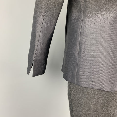 EMPORIO ARMANI Size 38 Charcoal Ombre Polyester Blend Asymmetrical Suit