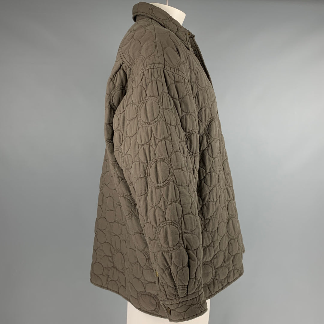 ACNE STUDIOS Size 46 Green Olive Quilted Cotton Snaps Coat