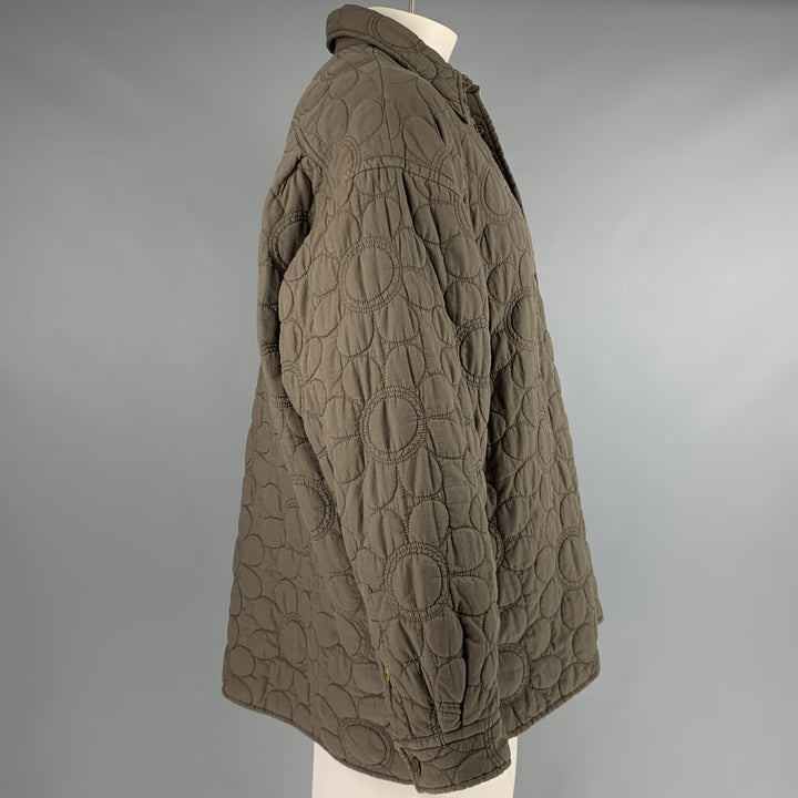ACNE STUDIOS Size 46 Green Olive Quilted Cotton Snaps Coat