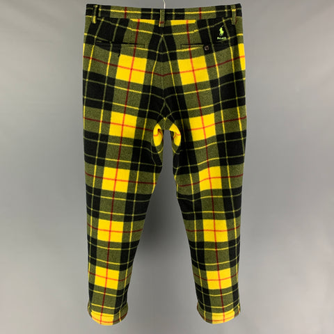 POLO by RALPH LAUREN x PALACE Size 32 Yellow Black Plaid Polyester Zip Fly Dress Pants