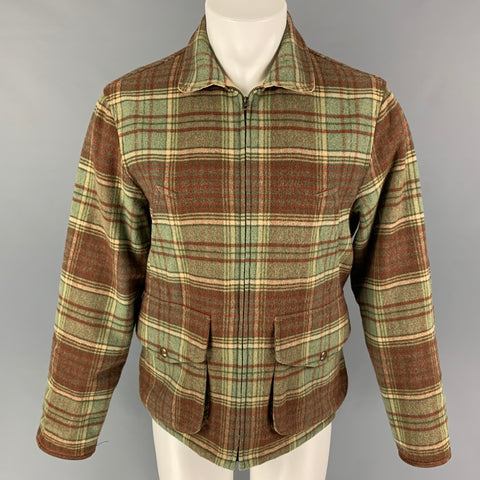 POLO by RALPH LAUREN Size S Olive Brown Plaid Reversible Jacket
