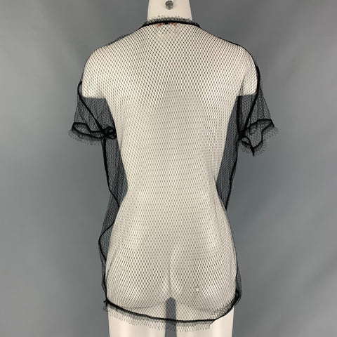 Nº21 Size M Black Mesh Short Sleeve Top