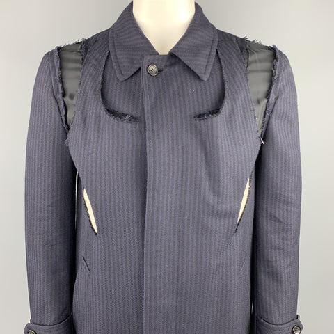 COMME des GARCONS Size L Navy & Black Wool Coat