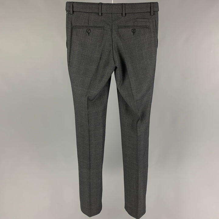 THE KOOPLES Size 28 Charcoal Grey Plaid Wool Zip Fly Dress Pants