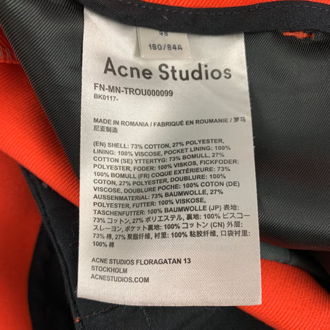 ACNE STUDIOS Size 32 Orange Cotton Polyester Casual Pants