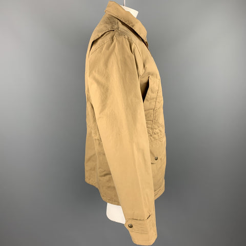 FILSON Size M Tan Cotton Zip & Snaps Patch Pockets Jacket
