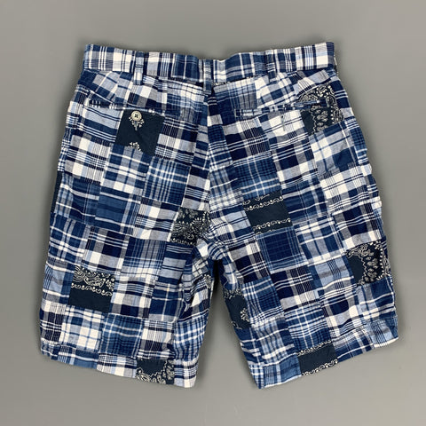 POLO by RALPH LAUREN Size 29 Blue Patchwork Cotton Zip Fly Shorts