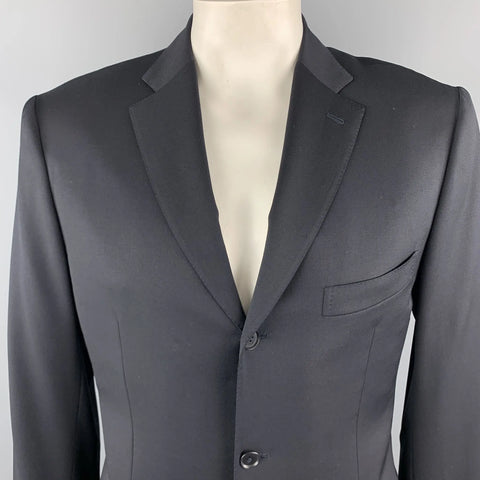 ISAIA 42 Long Black Wool Notch Lapel  Sport Coat ISAIA