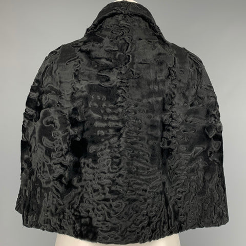 J.MENDEL Capa de piel de plumas negras talla única